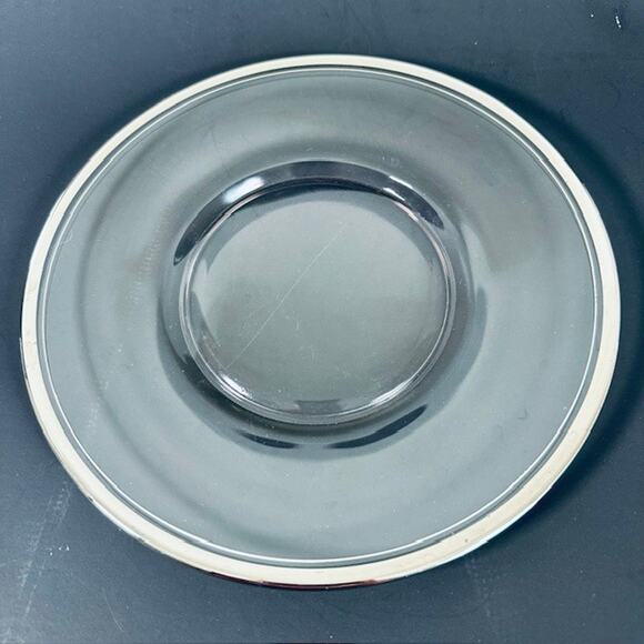 Tiffin-Franciscan Jewel Luncheon Plate Blown Glass Platinum Trim & Verge VTG - Picture 8 of 9